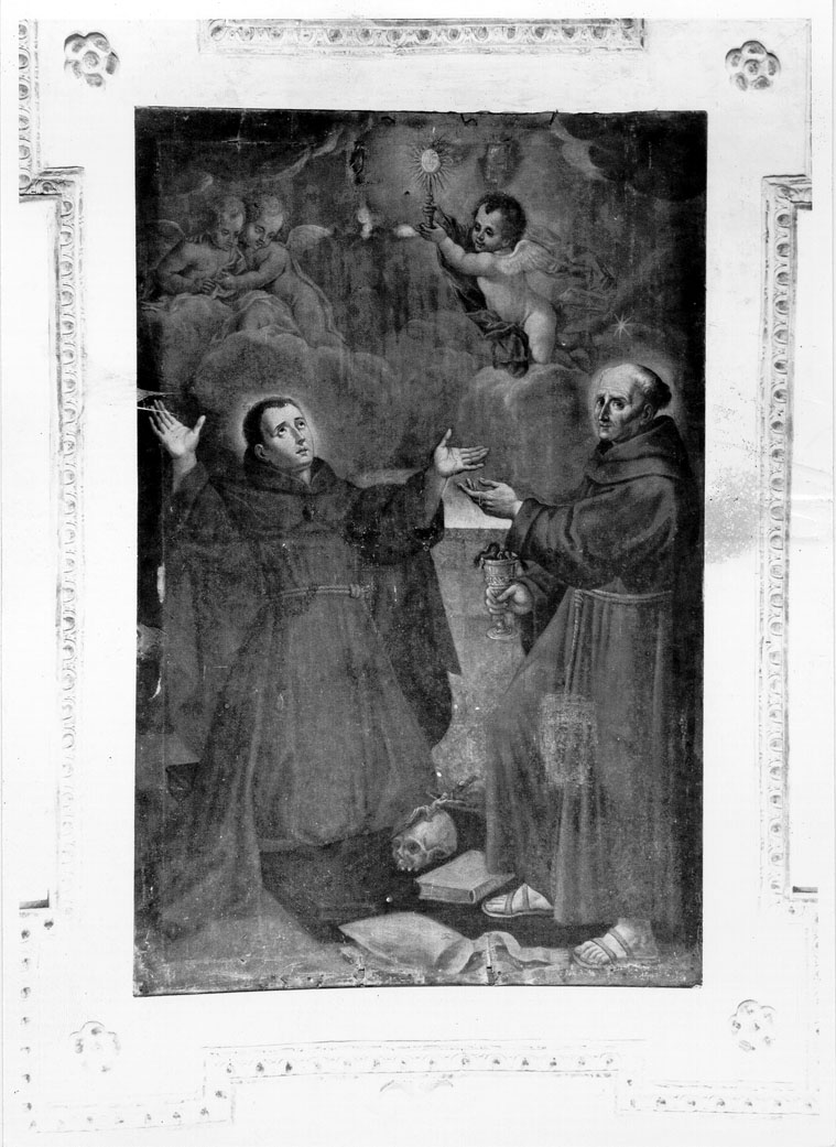 San Pasquale Baylon e San Giacomo della Marca (dipinto) di Malpiedi Domenico (attribuito) (prima metà sec. XVII)