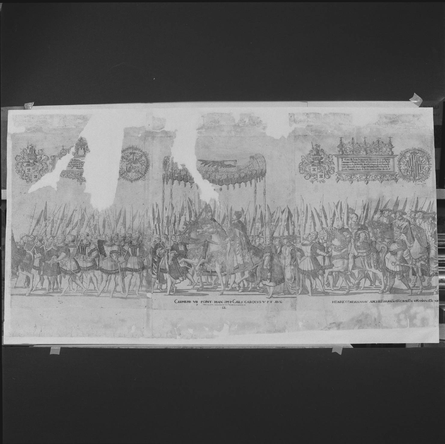 corteo trionfale di Carlo V a Bologna (stampa, stampa composita) di Hogenberg Nicolaus (sec. XVI)