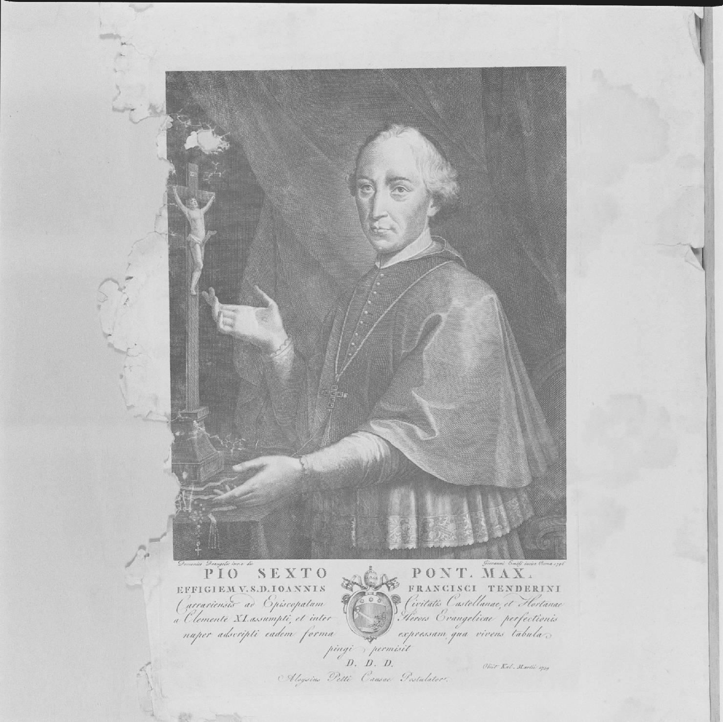 ritratto di Giovanni Francesco Tenderini (stampa) di De Angelis Domenico, Emili Giovanni (sec. XVIII)