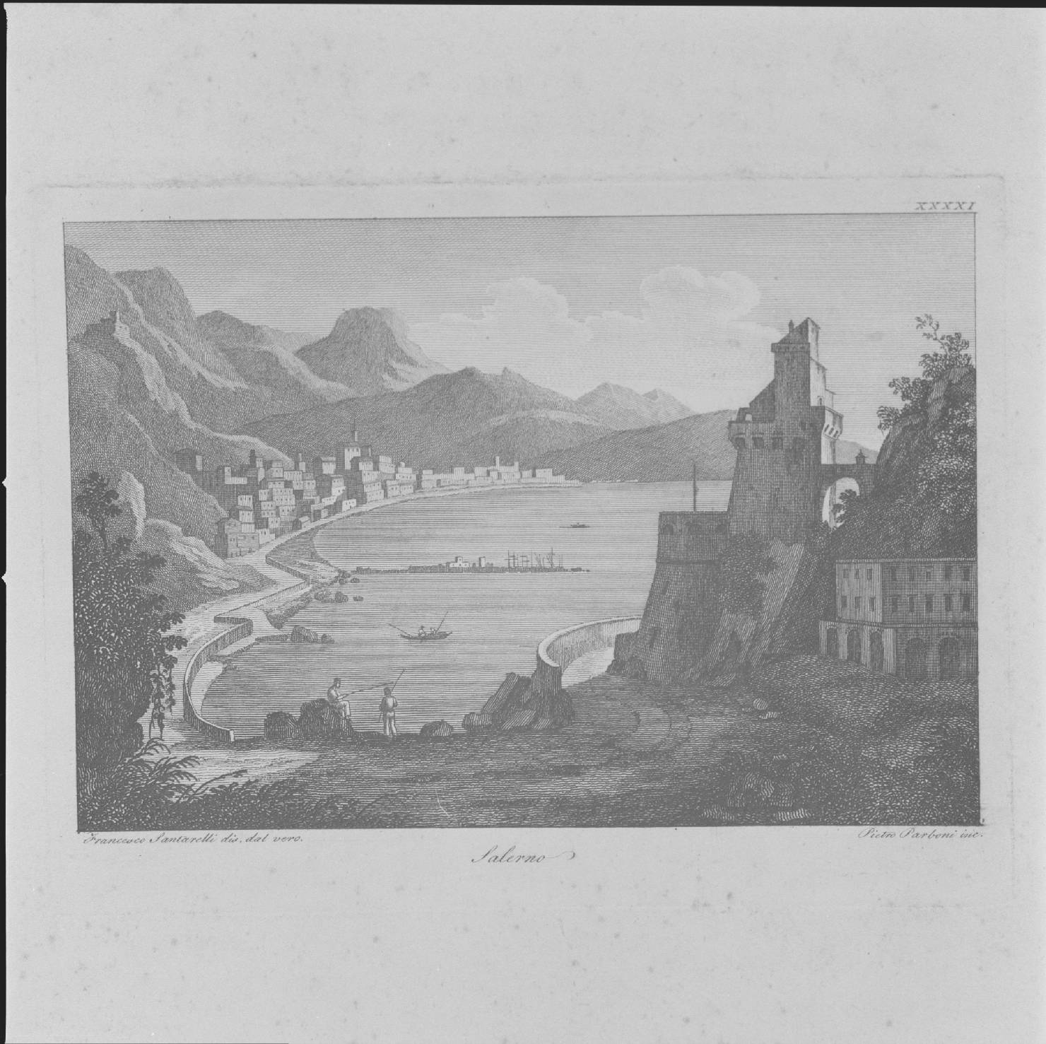 veduta di Salerno (stampa, elemento d'insieme) di Santarelli Francesco, Parboni Pietro (sec. XIX)