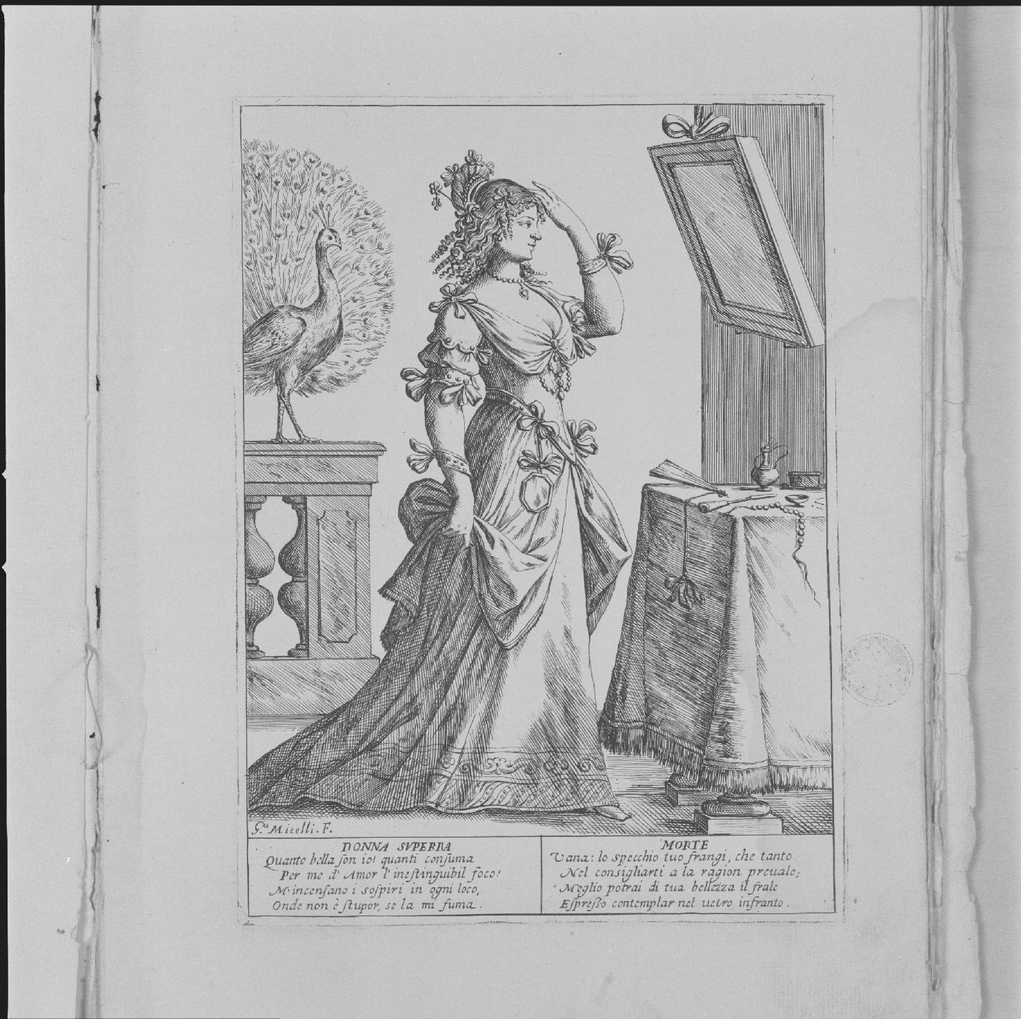 donna superba (stampa, serie) di Mitelli Giuseppe Maria (sec. XVII)