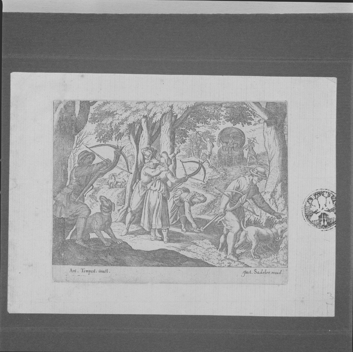 scena di caccia con la balestra (stampa, serie) di Tempesta Antonio, Sadeler Justus (sec. XVII)