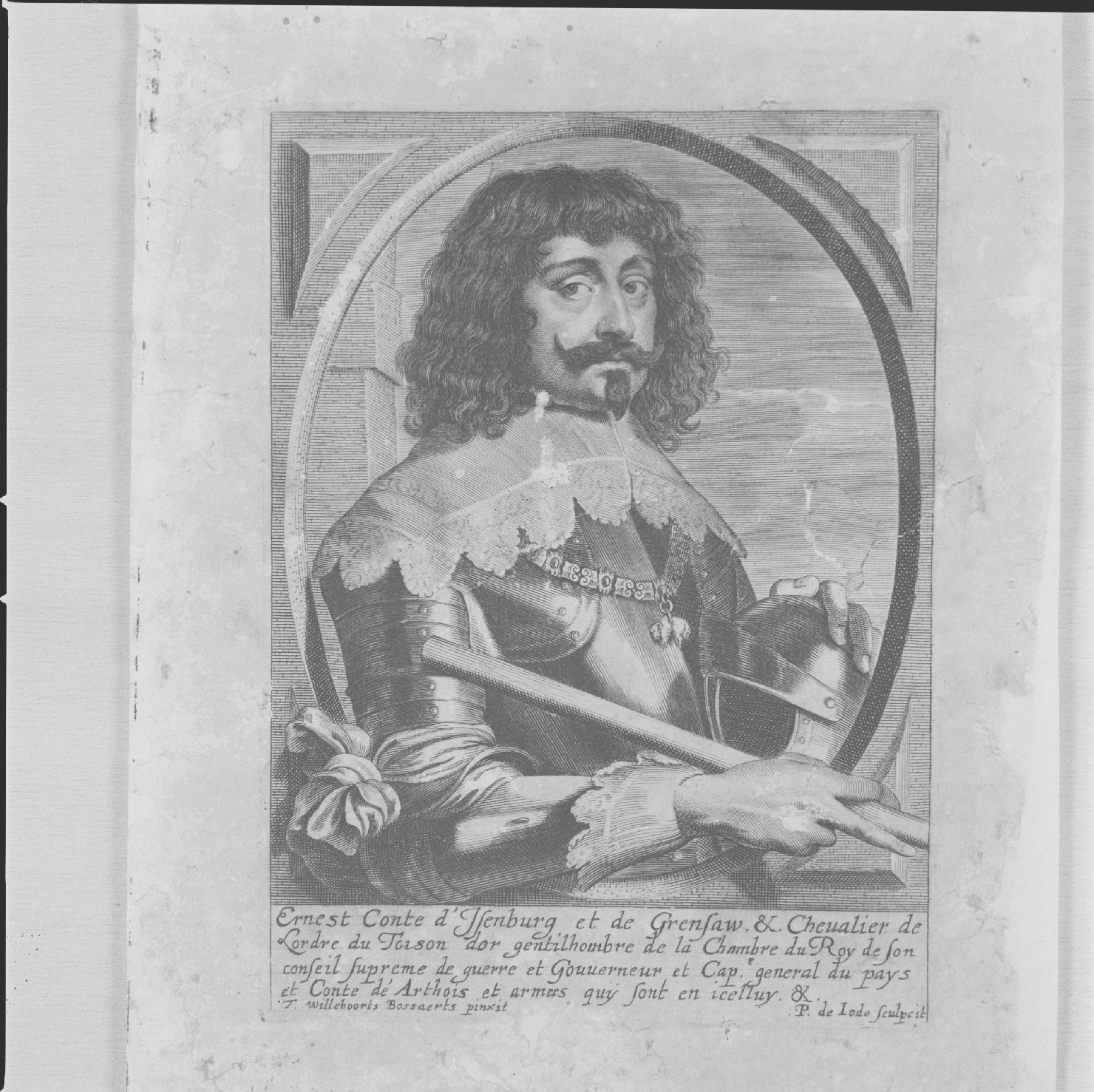 ritratto del conte Ernest d'Isenburg (stampa) di Willeborts Bosschaert Thomas, Jode Pieter de il Vecchio (sec. XVII)