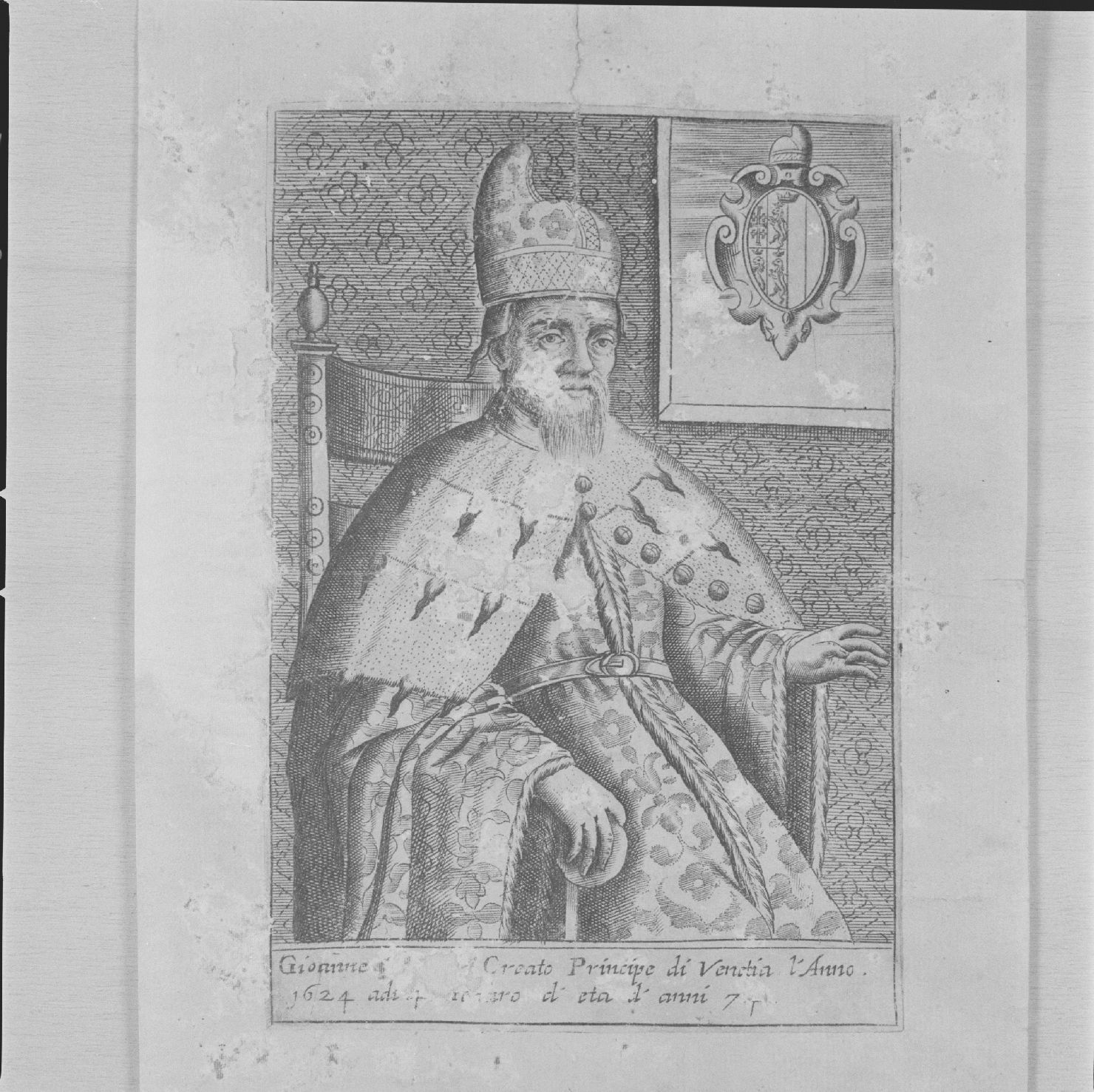 ritratto del Doge Giovanni I Cornaro (stampa) - ambito veneto, ambito veneto, ambito veneto (sec. XVII)