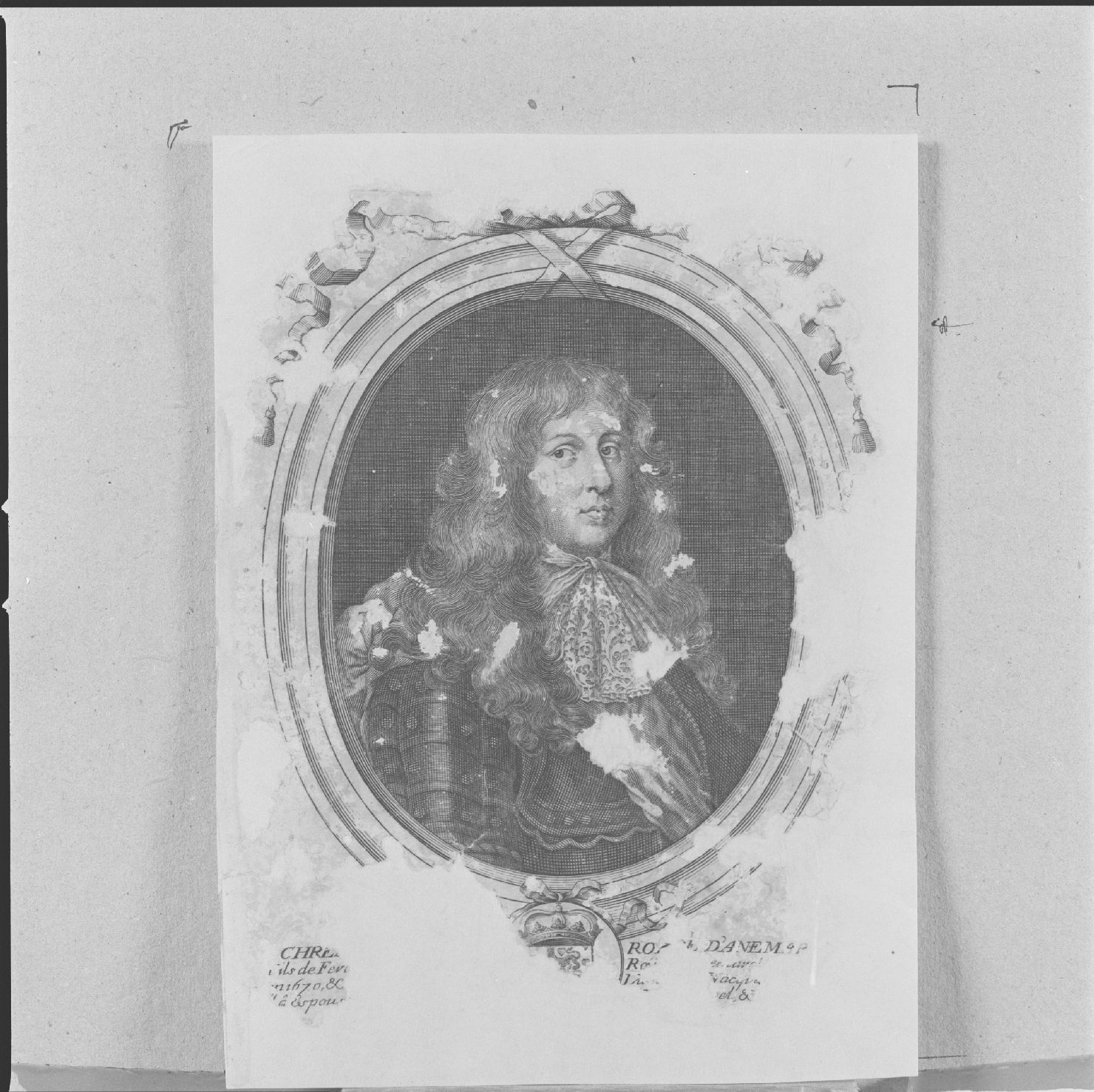 ritratto di Cristiano di Danimarca (stampa) di Larmessin Nicolas de II - ambito francese (sec. XVII)