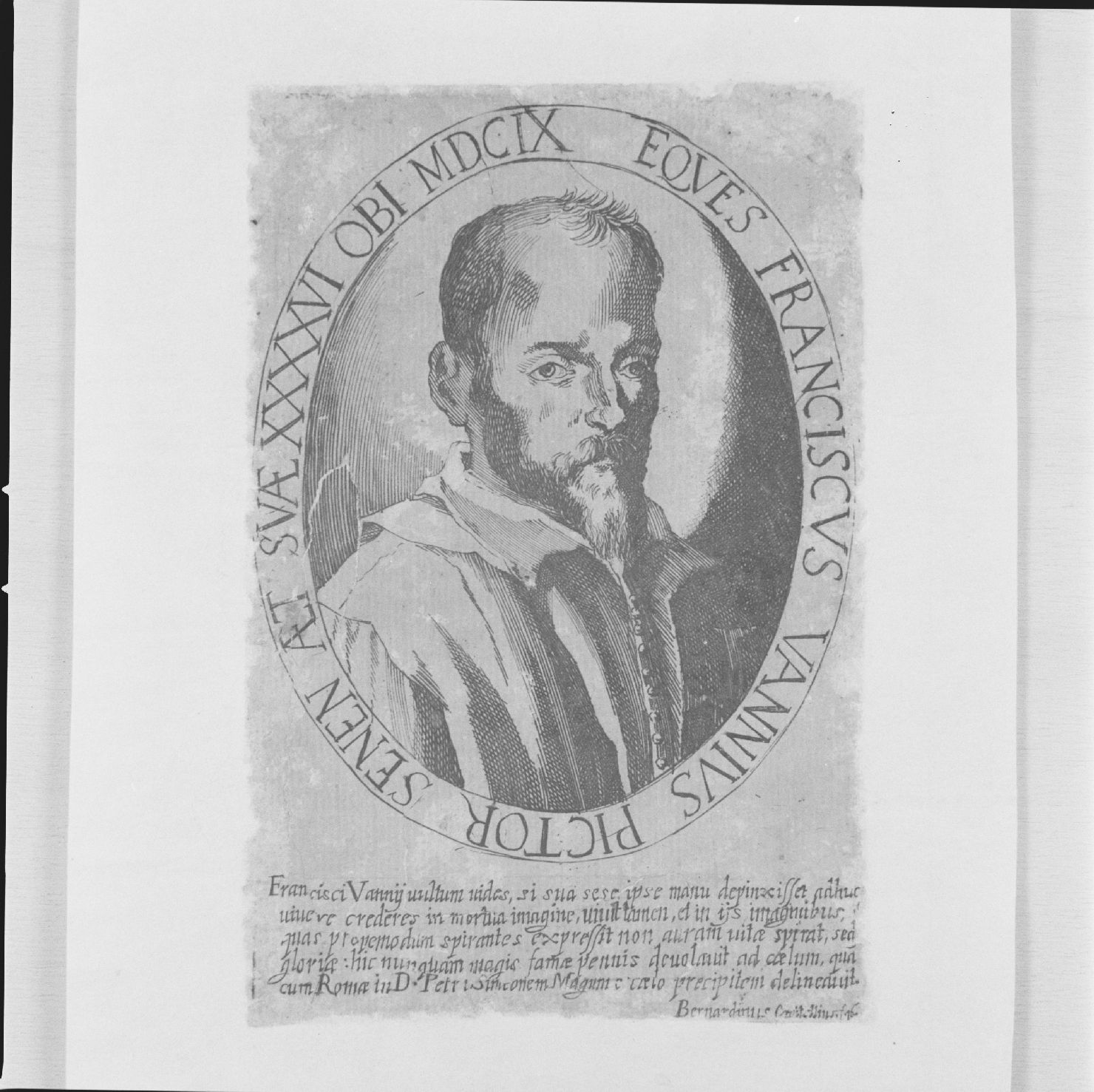 ritratto di Francesco Vanni (stampa smarginata, serie) di Capitelli Bernardino (sec. XVII)