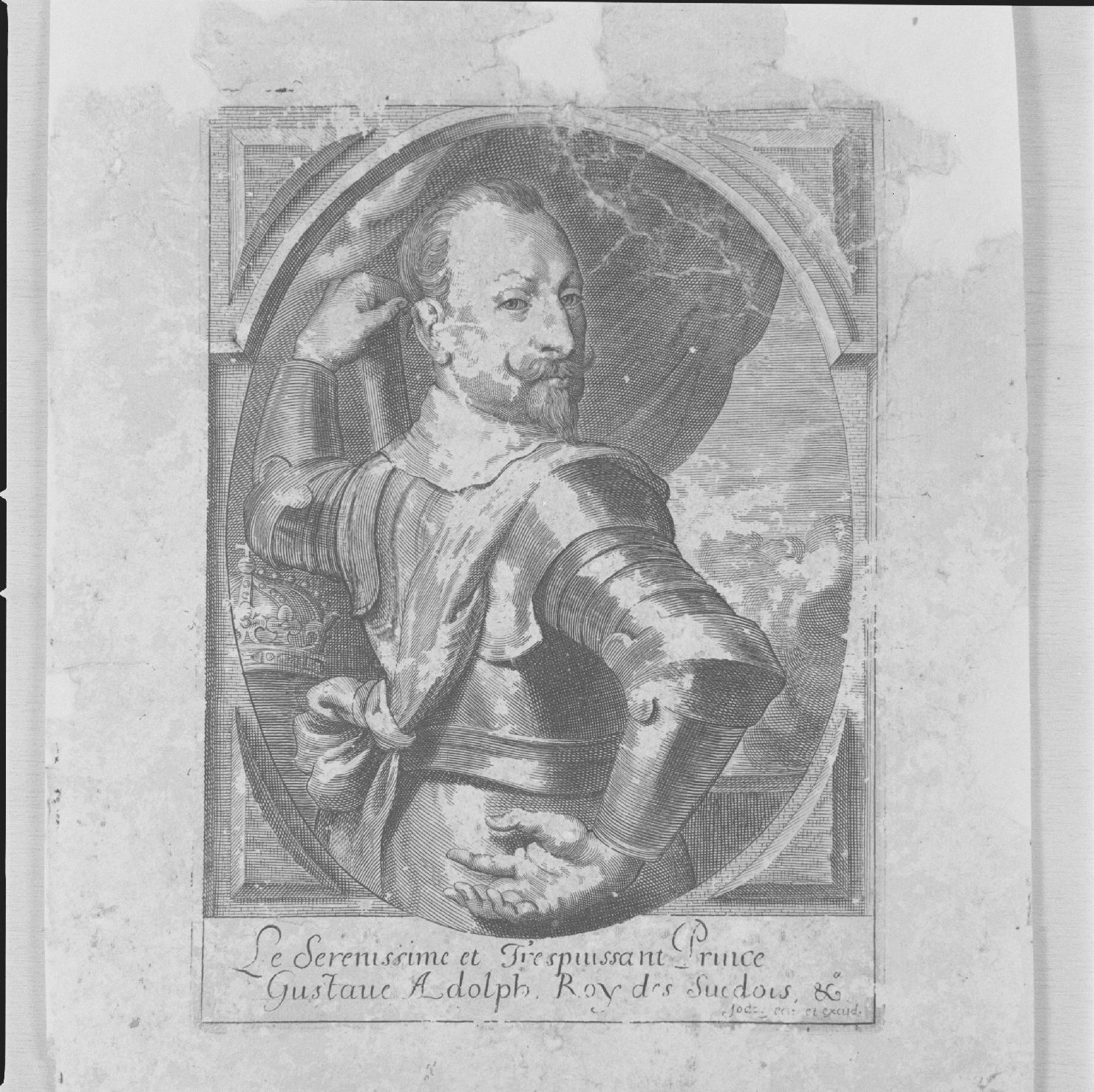 ritratto del re di Svezia Gustavo Adolfo II (stampa smarginata) di Jode Pieter de il Giovane (sec. XVII)