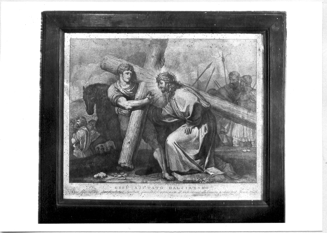 stazione V: Gesù aiutato da Simone il Cireneo a portare la croce (stampa, elemento d'insieme) di Sabatelli Luigi, Eredi Benedetto (sec. XVIII, sec. XIX)