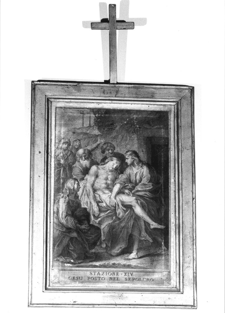 stazione XIV: Gesù deposto nel sepolcro (stampa, elemento d'insieme) di Campanella Angelo (seconda metà sec. XVIII)