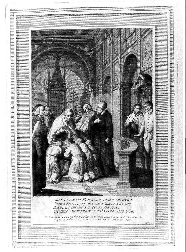 San Filippo Neri converte giovanetti ebrei (stampa, serie) di Alessandri Innocente, Novelli Pietro Antonio (sec. XVIII)