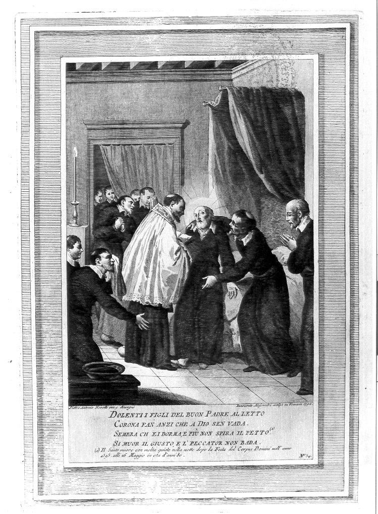 morte di San Filippo Neri (stampa, serie) di Alessandri Innocente, Novelli Pietro Antonio (sec. XVIII)