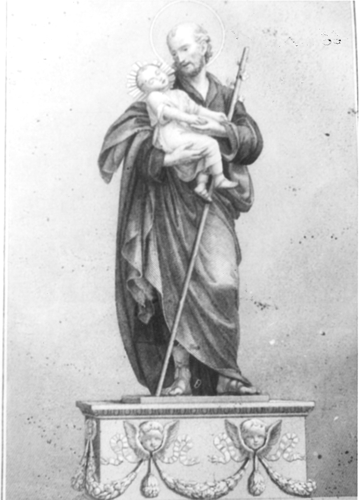 San Giuseppe e Gesù Bambino (stampa) di Spagnolini Francesco (fine sec. XIX)