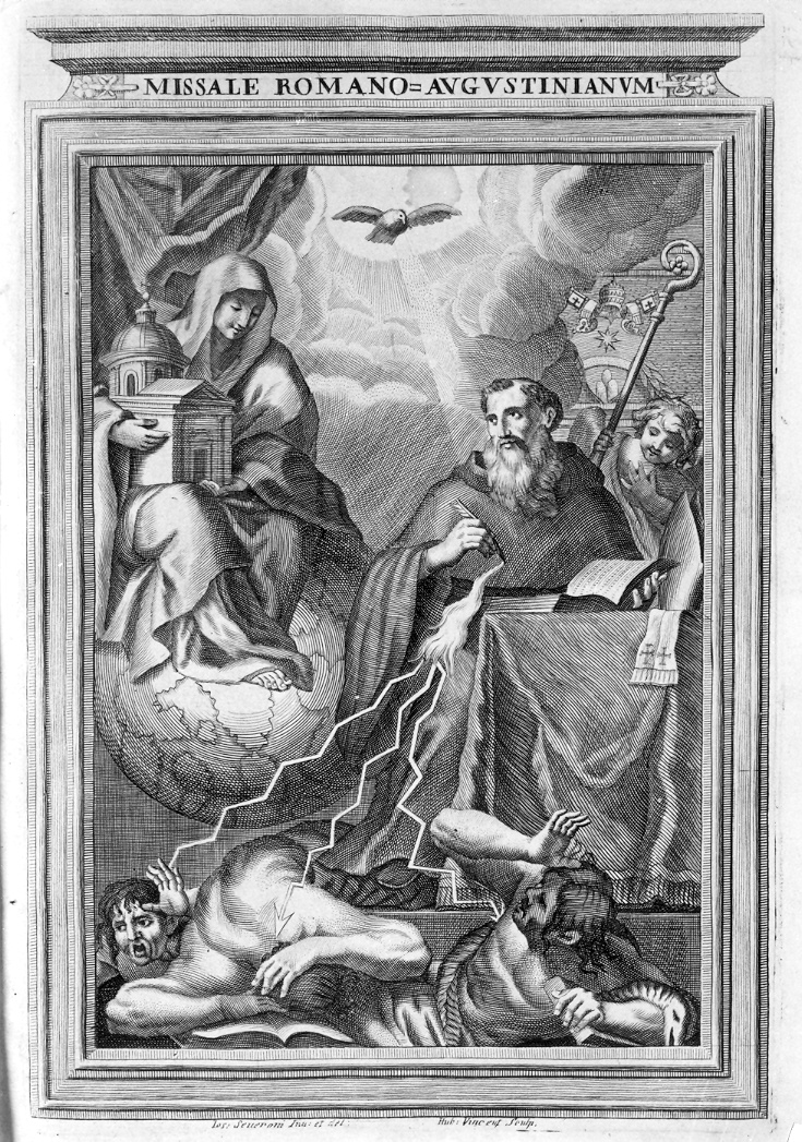 Madonna e Sant'Agostino (stampa) di Vincent Hubert, Severoni Giuseppe (sec. XVIII)
