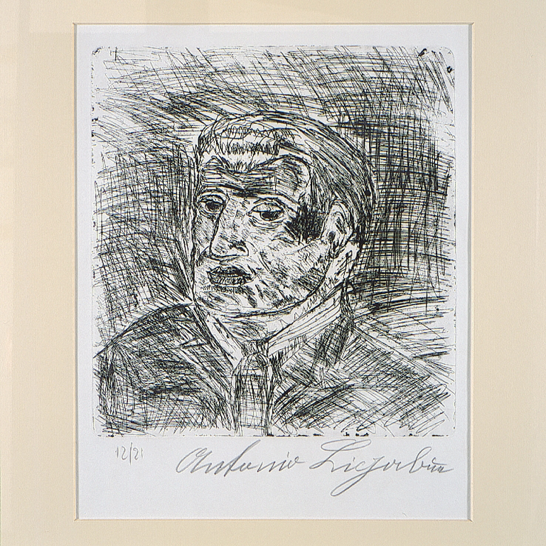 Ritratto, ritratto d'uomo (stampa) di Ligabue Antonio (prima metà sec. XX)
