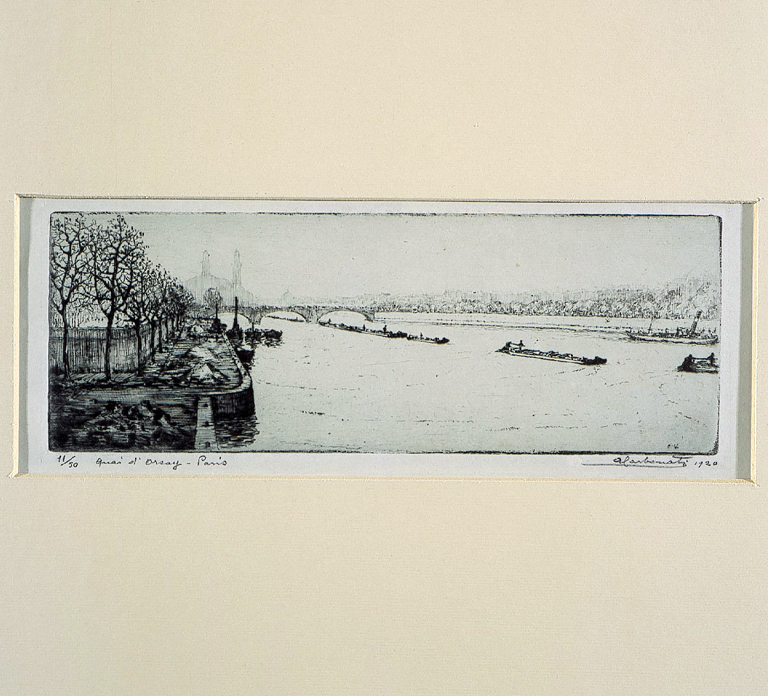 paesaggio fluviale (stampa) di Carbonati Antonio (sec. XX)