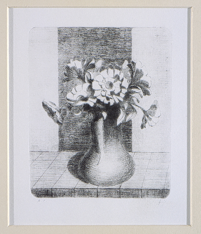 vaso con fiori (stampa) di Calderara Antonio (metà sec. XX)