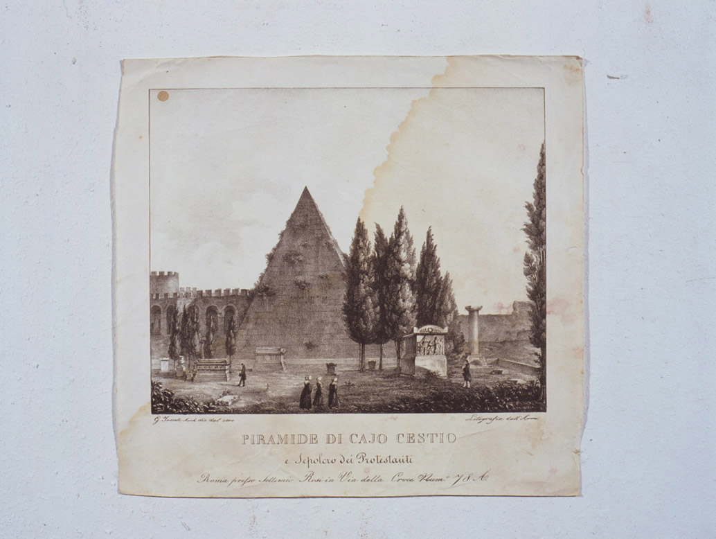 veduta della piramide di Caio Cestio (stampa, serie) di Fossati Gaspare (sec. XIX)