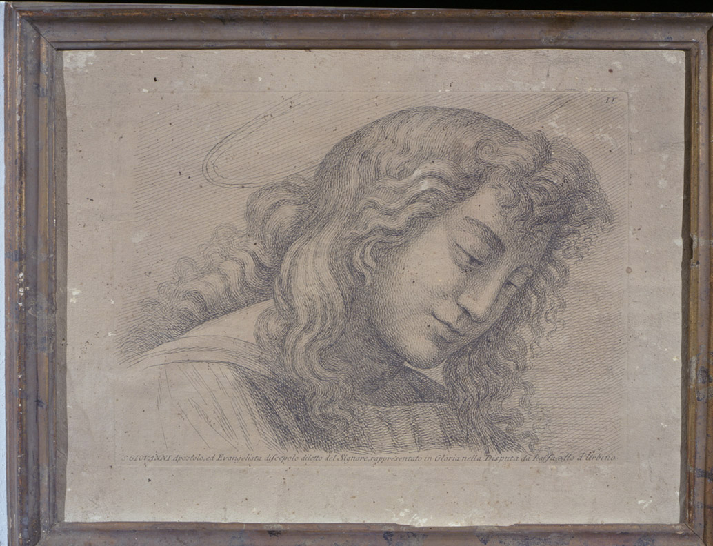 testa di santo (stampa, serie) di Fidanza Paolo, Sanzio Raffaello (sec. XVIII)