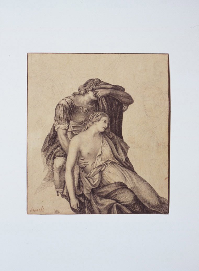 morte di Lucrezia (stampa smarginata) di Consoli Giovanni Battista (inizio sec. XIX)