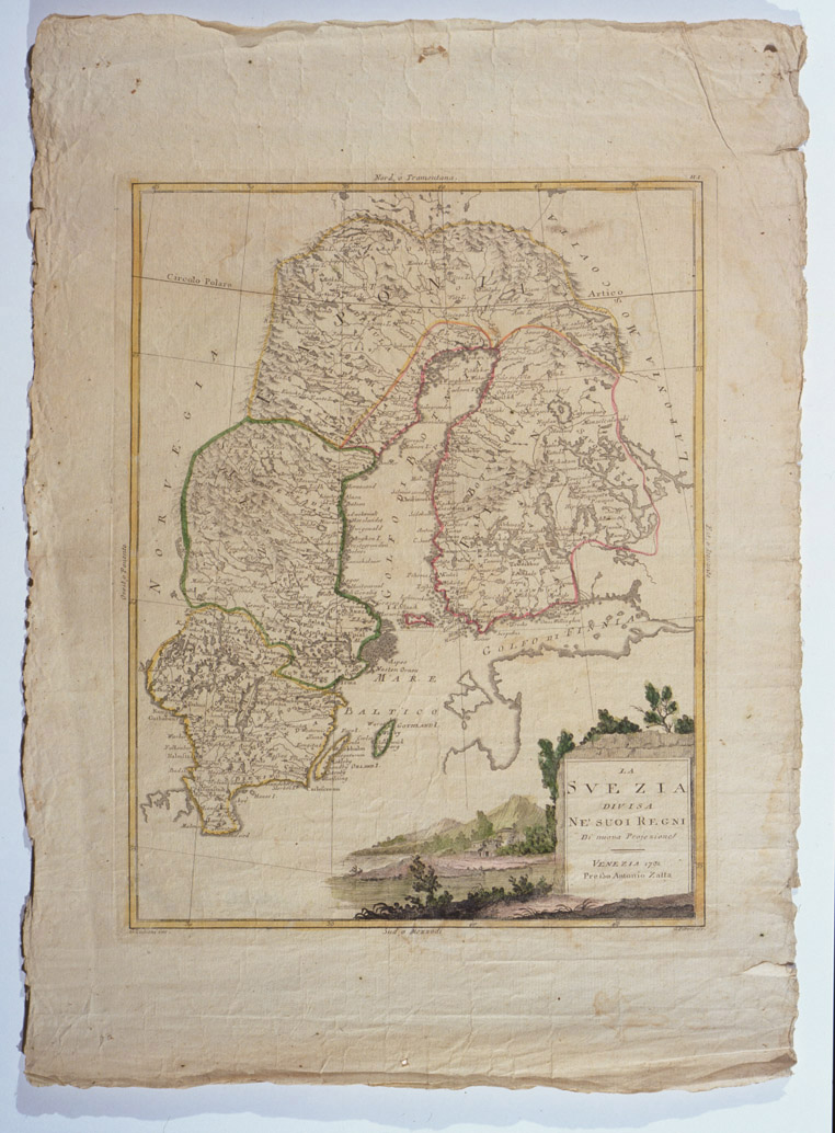 carta geografica della Svezia (stampa a colori, serie) di Zuliani Giuliano, Pitteri Giovanni (sec. XVIII)