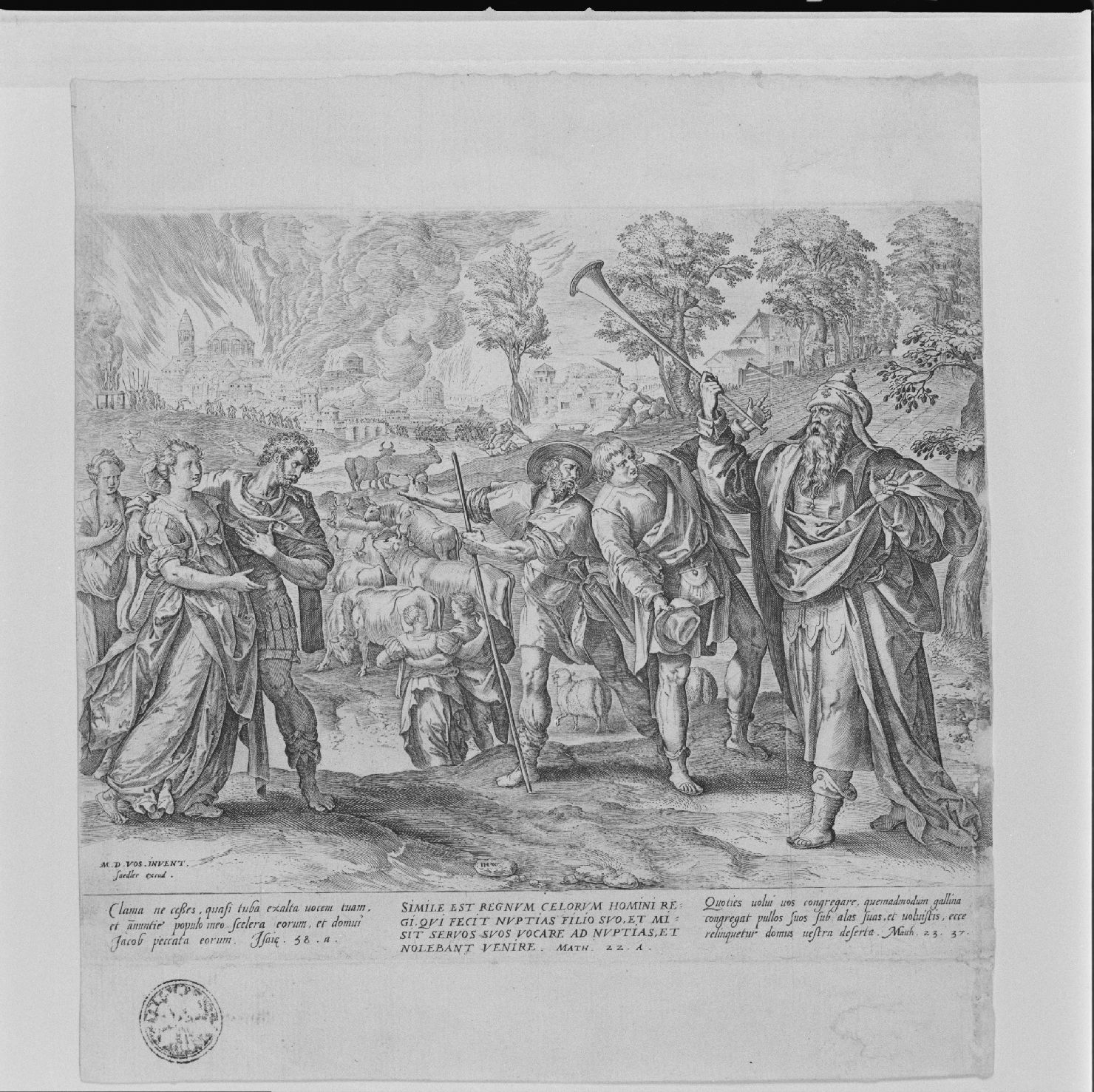 parabola del banchetto di nozze (stampa) di Wierix Hieronymus, Vos Martin de (secc. XVI/ XVII)