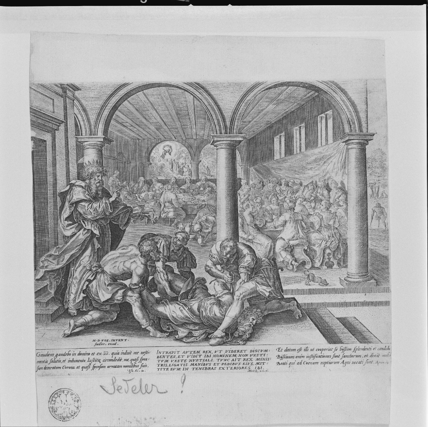 parabola del banchetto di nozze (stampa) di Wierix Hieronymus, Vos Martin de (secc. XVI/ XVII)
