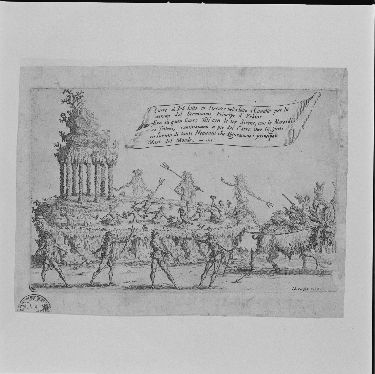 carro di Teti (stampa) di Callot Jacques, Parigi Giulio (sec. XVII)