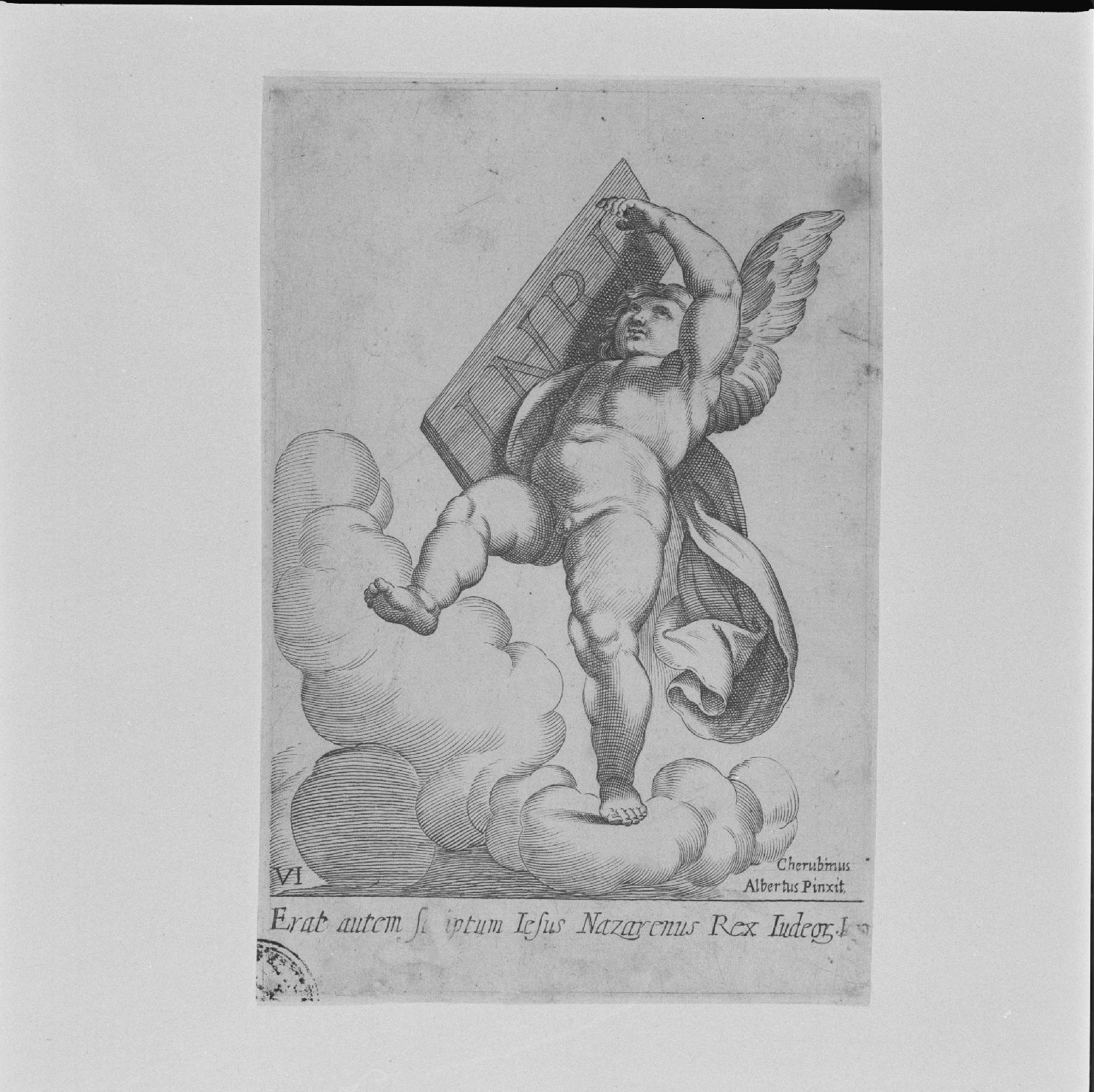 cherubino con tabella (stampa, serie) di Ciamberlano Luca, Alberti Cherubino (prima metà sec. XVII)