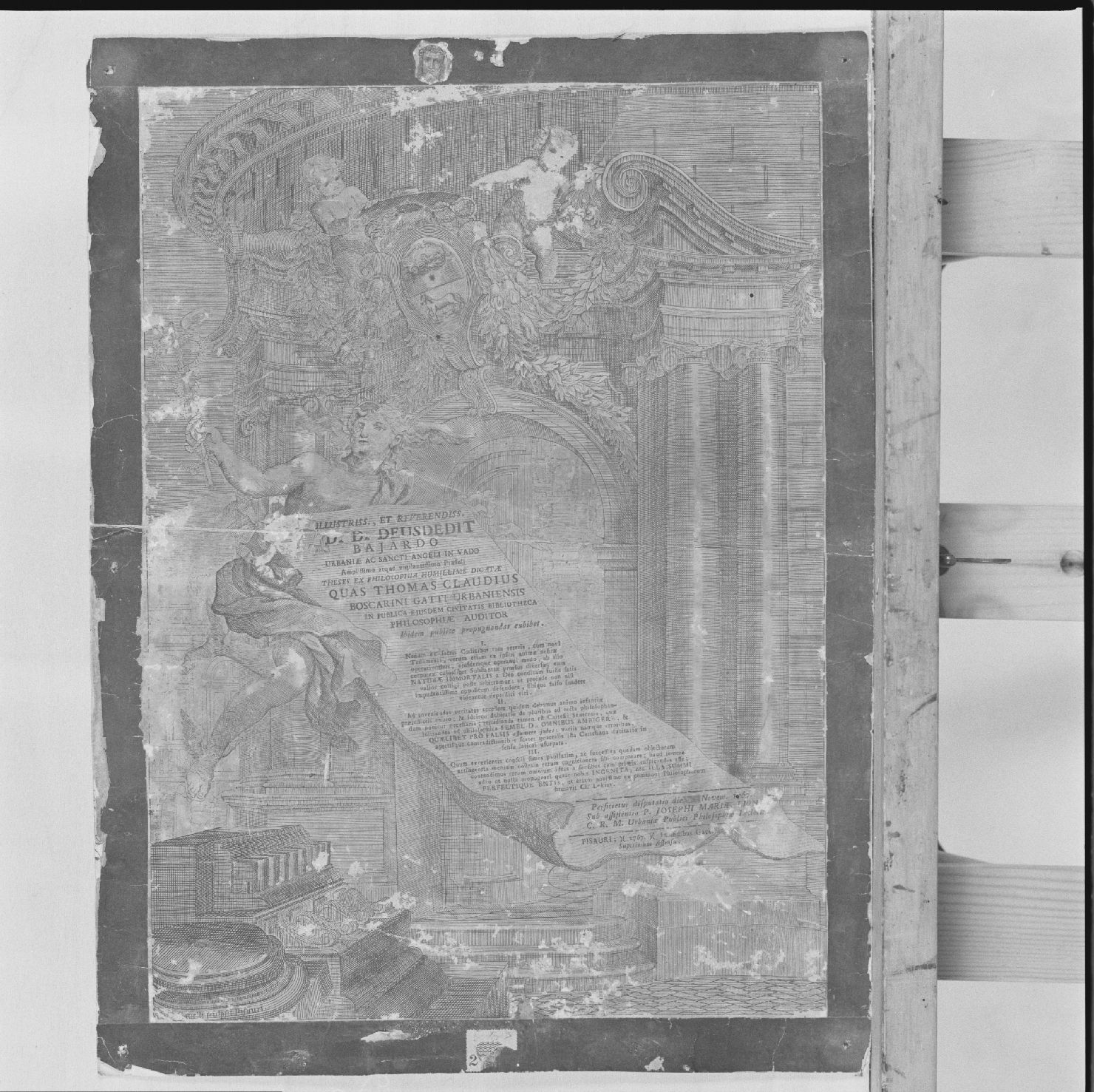 Mercurio in volo con cartiglio (stampa) di Gavelli Giovanni (sec. XVIII)