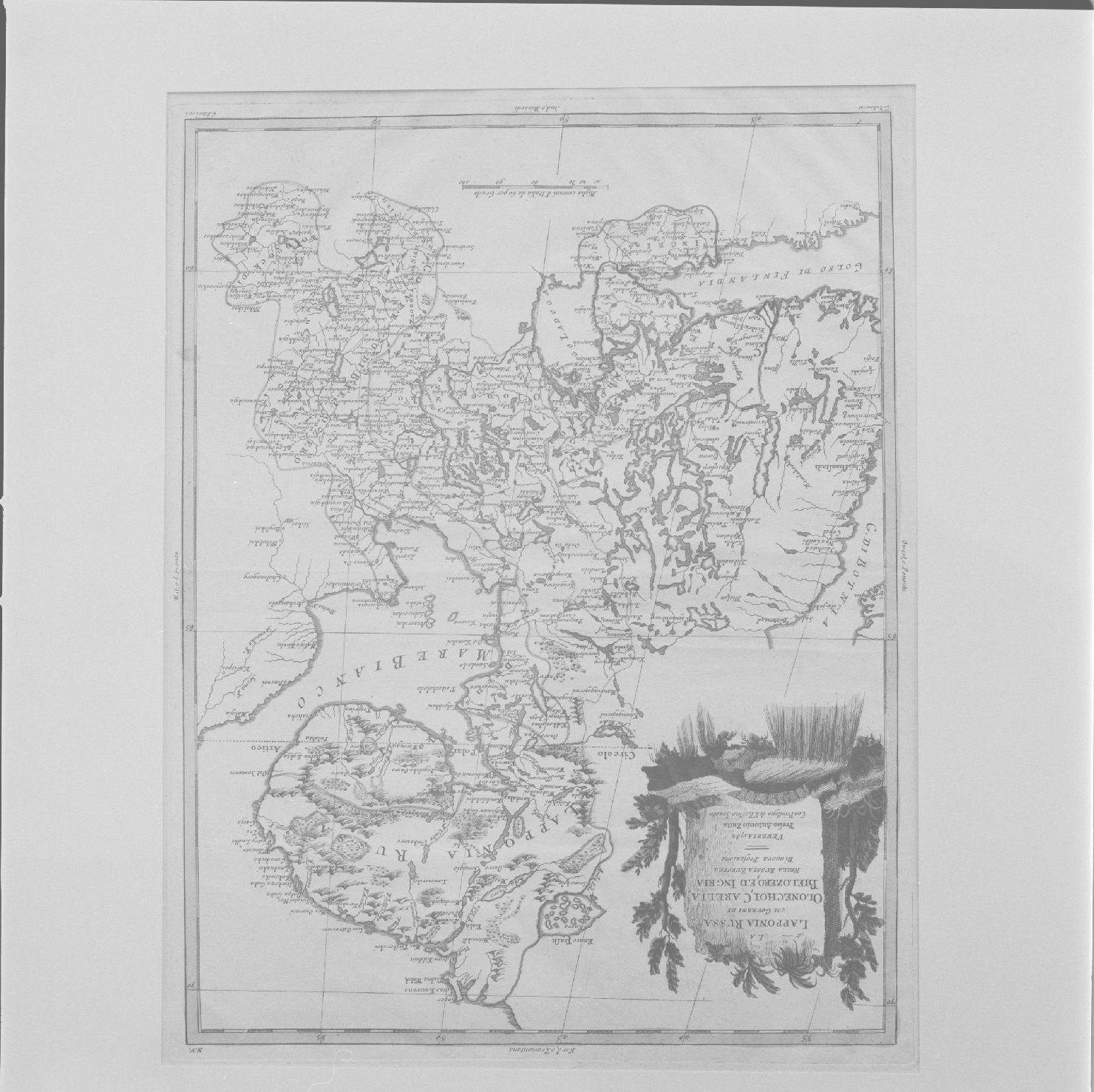 carta geografica della Lapponia russa (stampa colorata a mano, serie) di Pitteri Marco Alvise, Zuliani Giuliano - ambito europeo (sec. XVIII)