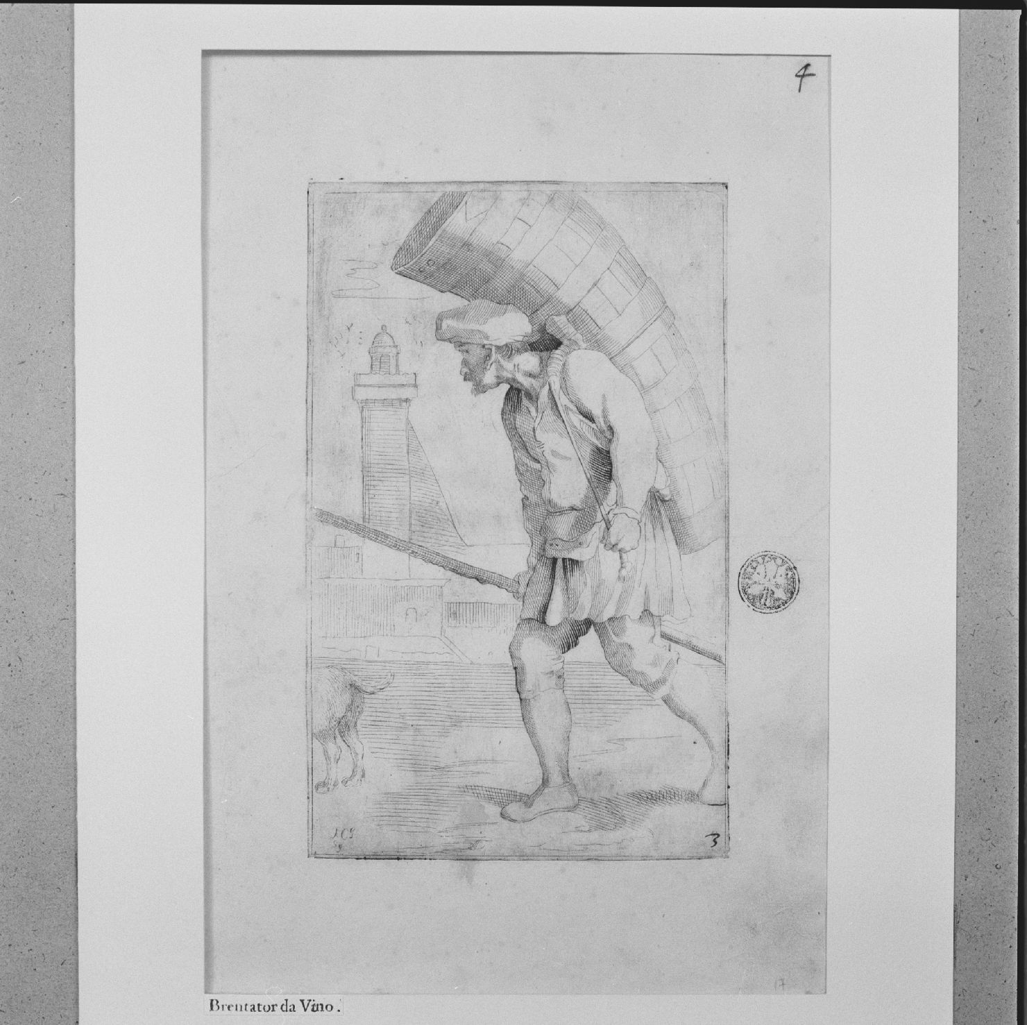 arte per via: brentatore di vino (stampa, elemento d'insieme) di Carracci Annibale, Guillain Simon II (sec. XVII)