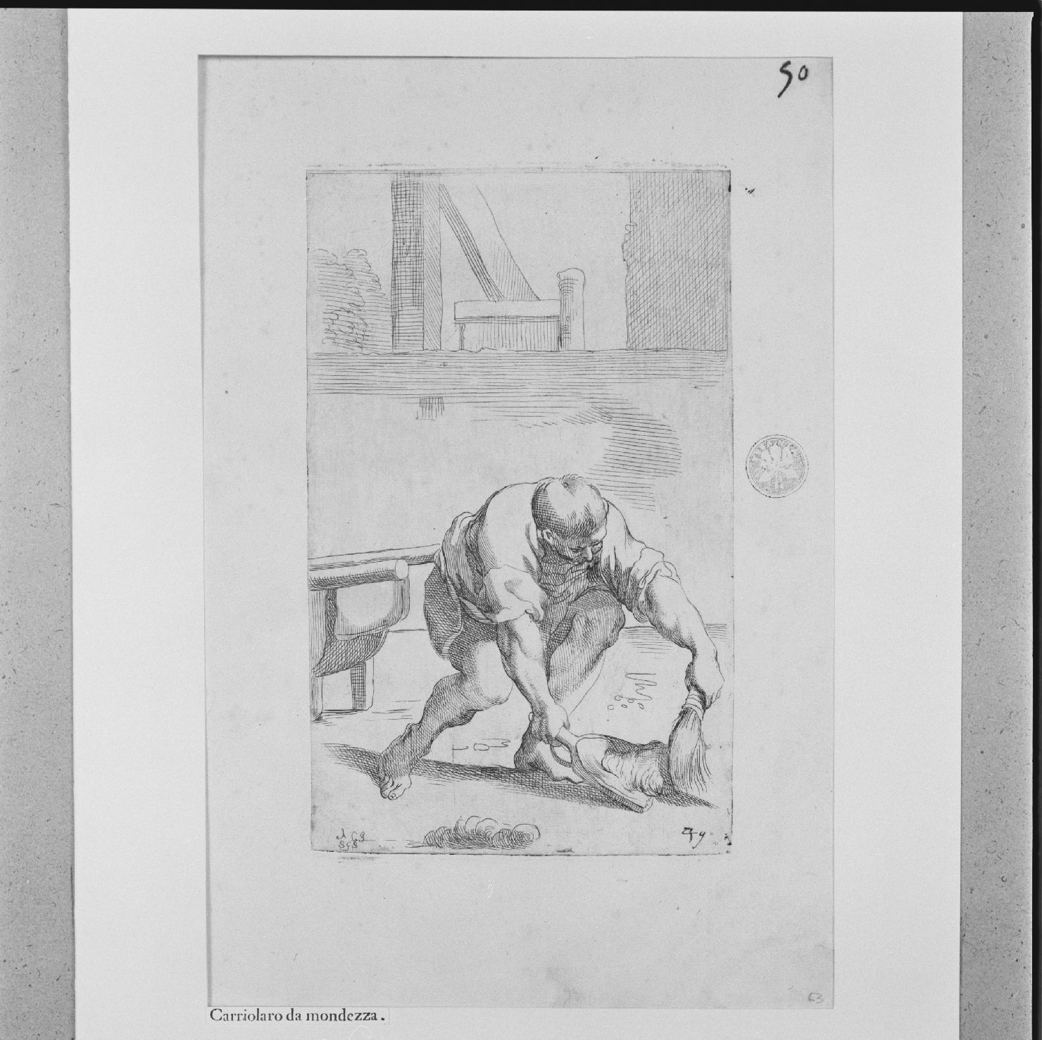 arte per via: carriolante netturbino (stampa, elemento d'insieme) di Carracci Annibale, Guillain Simon II (sec. XVII)