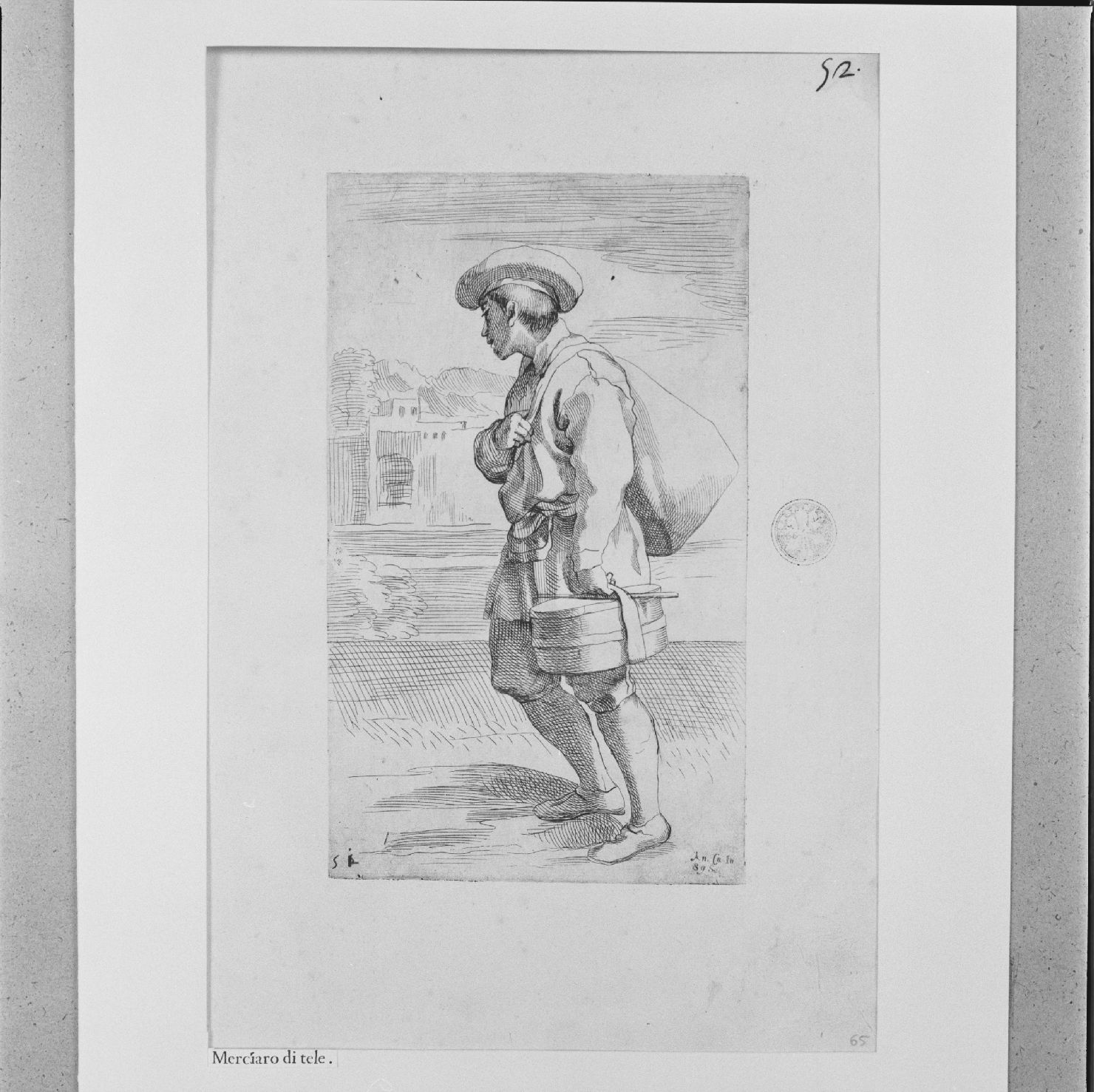 arte per via: merciaio (stampa, elemento d'insieme) di Carracci Annibale, Guillain Simon II (sec. XVII)