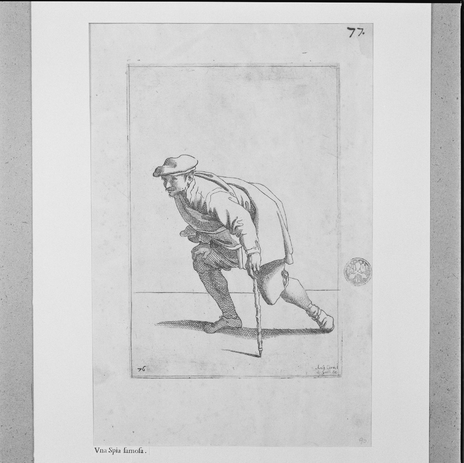 arte per via: figura di spia (stampa, elemento d'insieme) di Carracci Annibale, Guillain Simon II (sec. XVII)