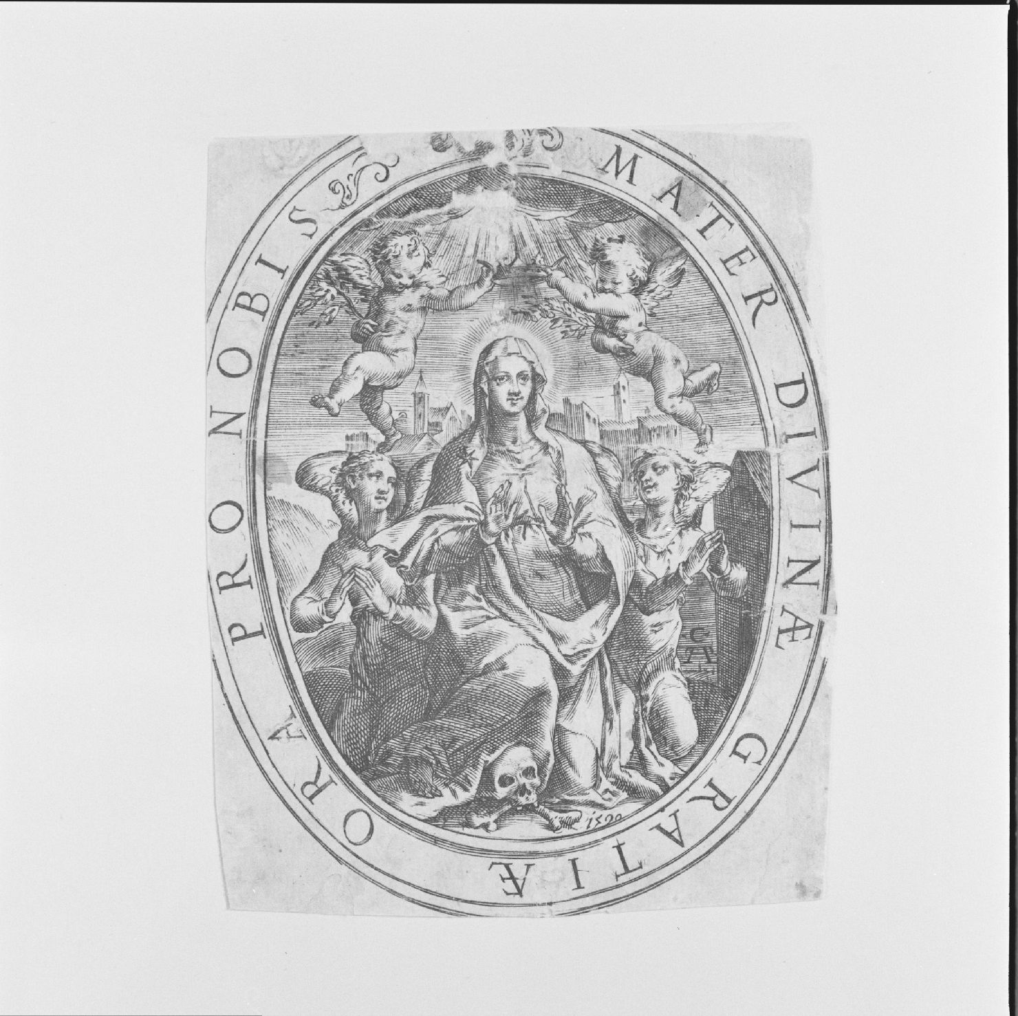 Vergine incoronata e angeli (stampa) di Alberti Cherubino (sec. XVI)