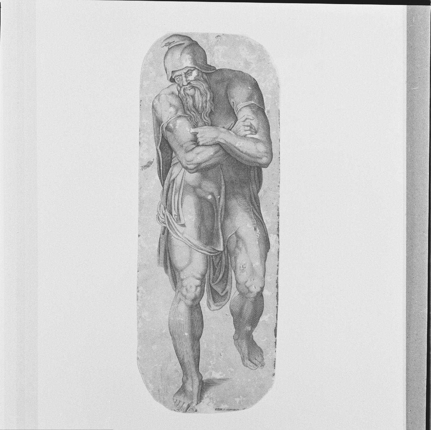 figura virile (stampa) di Buonarroti Michelangelo (attribuito), Bonasone Giulio (attribuito) (fine/inizio secc. XVI/ XVII)