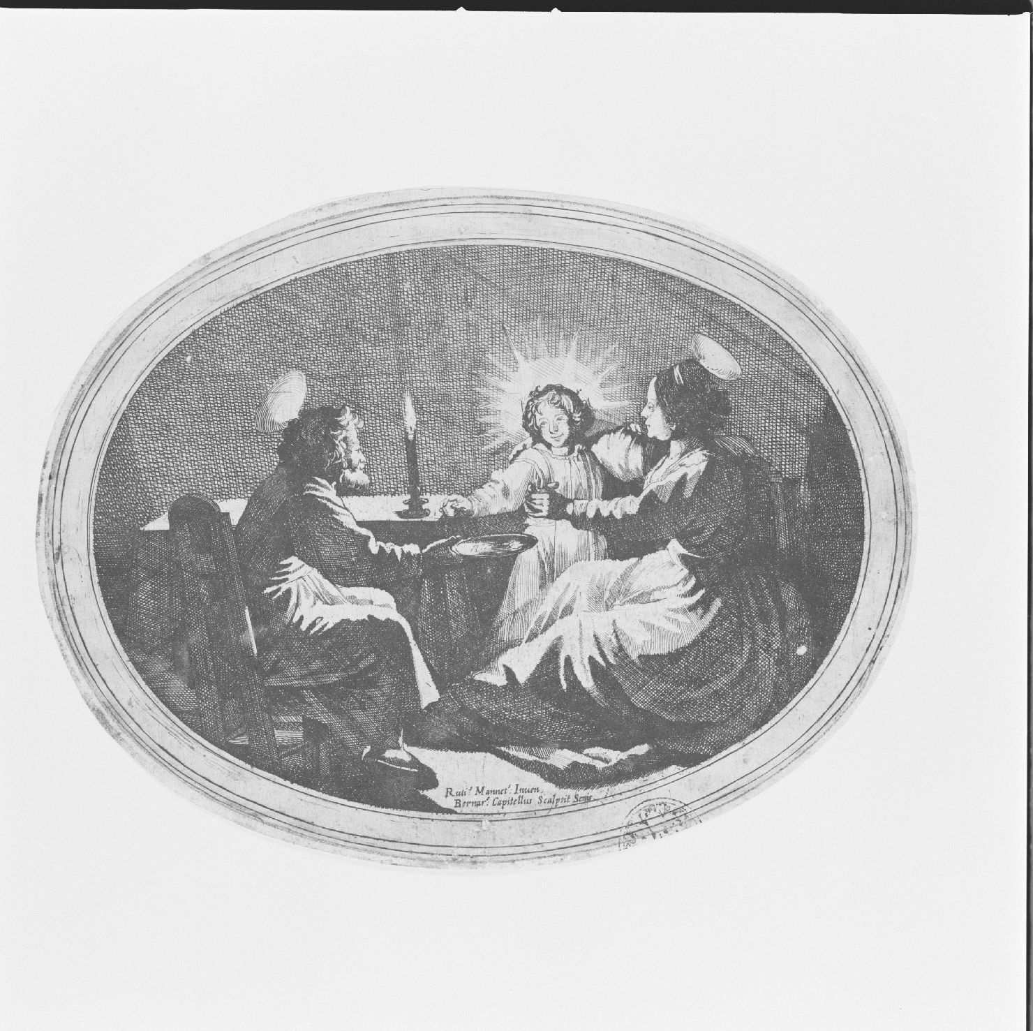Sacra Famiglia (stampa) di Manetti Rutilio, Capitelli Bernardino (prima metà sec. XVII)