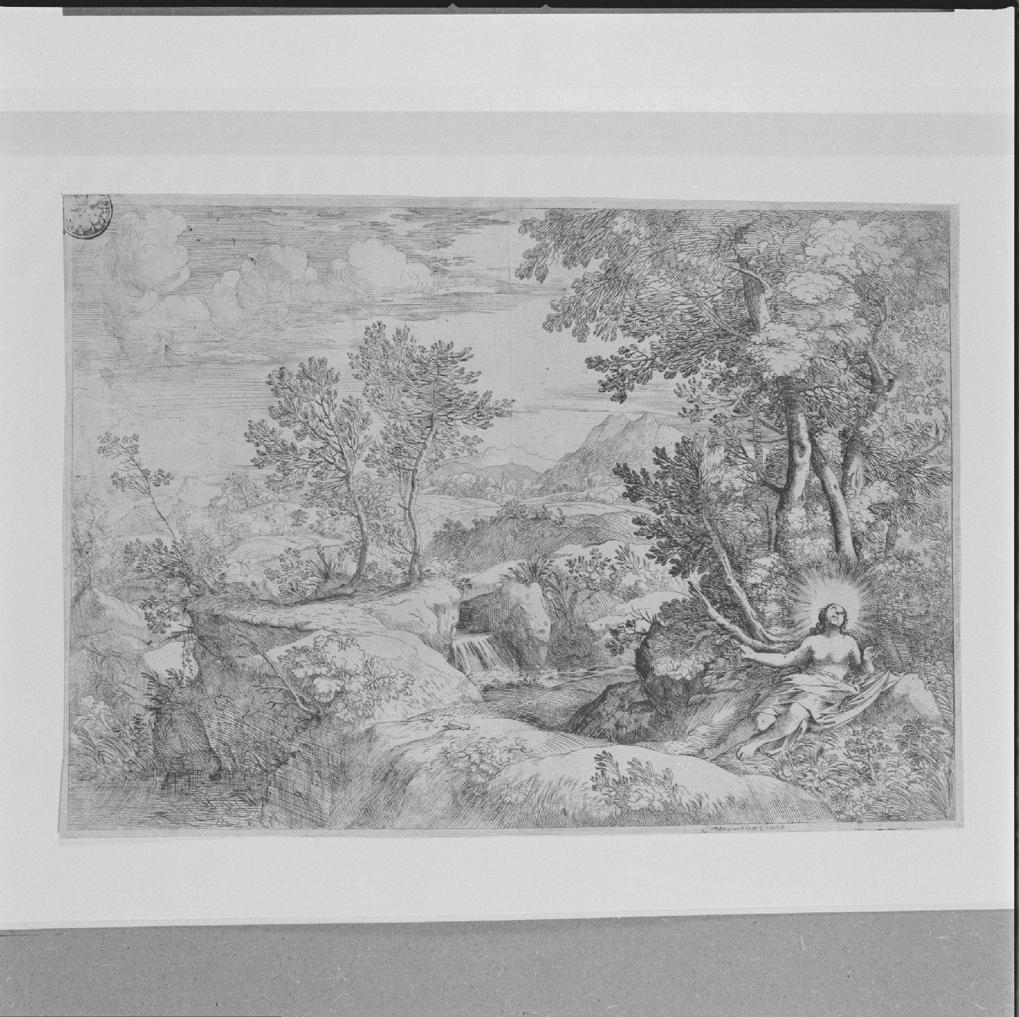 Maddalena penitente in paesaggio (stampa) di Grimaldi Giovan Francesco detto Bolognese - ambito bolognese, ambito bolognese (metà sec. XVII)
