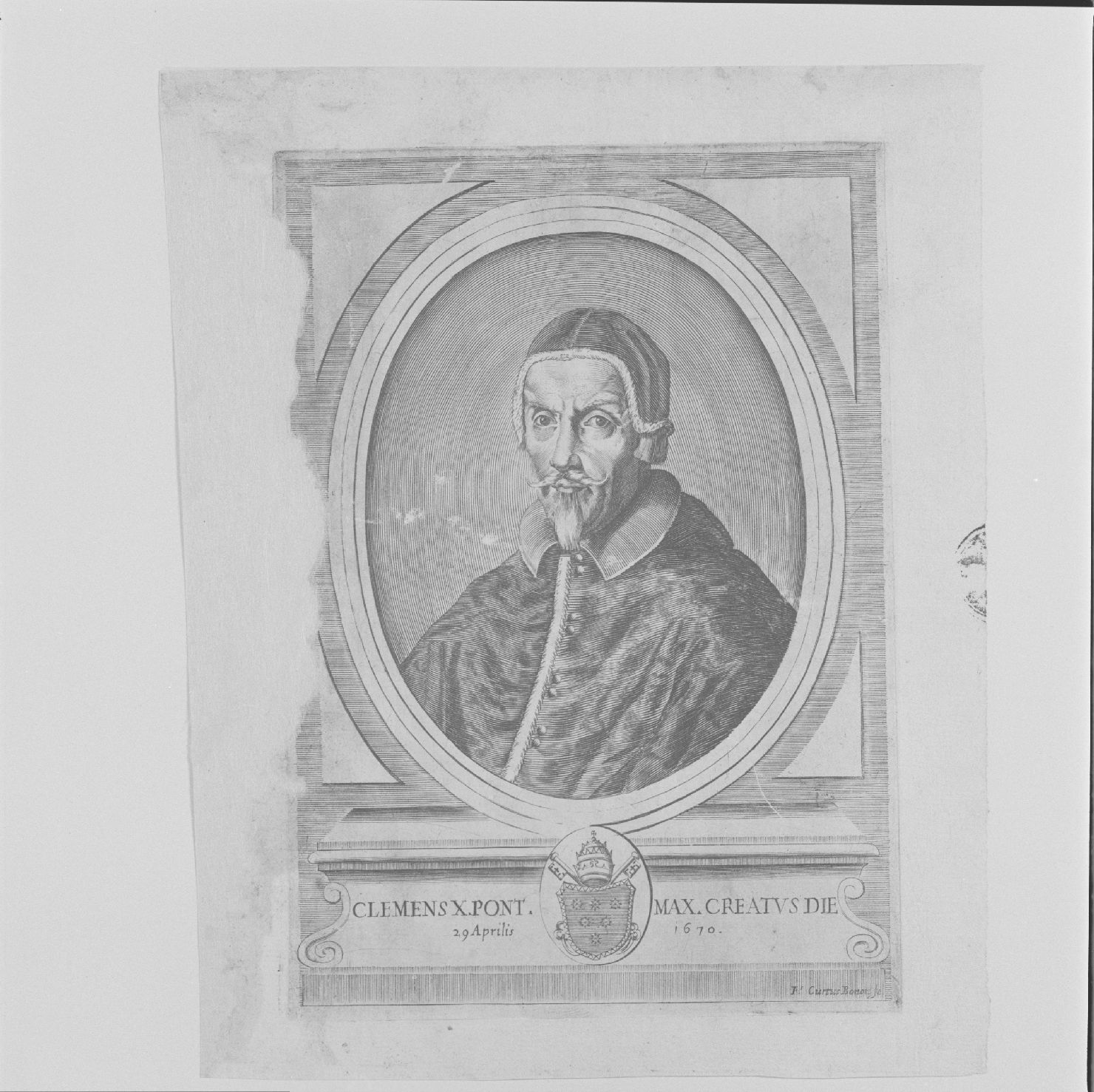 ritratto di Papa Clemente X (stampa) di Curti Francesco (sec. XVII)