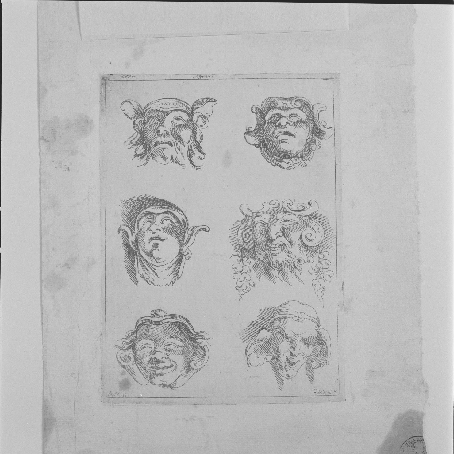 mascheroni (stampa, elemento d'insieme) di Mitelli Agostino, Mitelli Giuseppe Maria (sec. XVII)