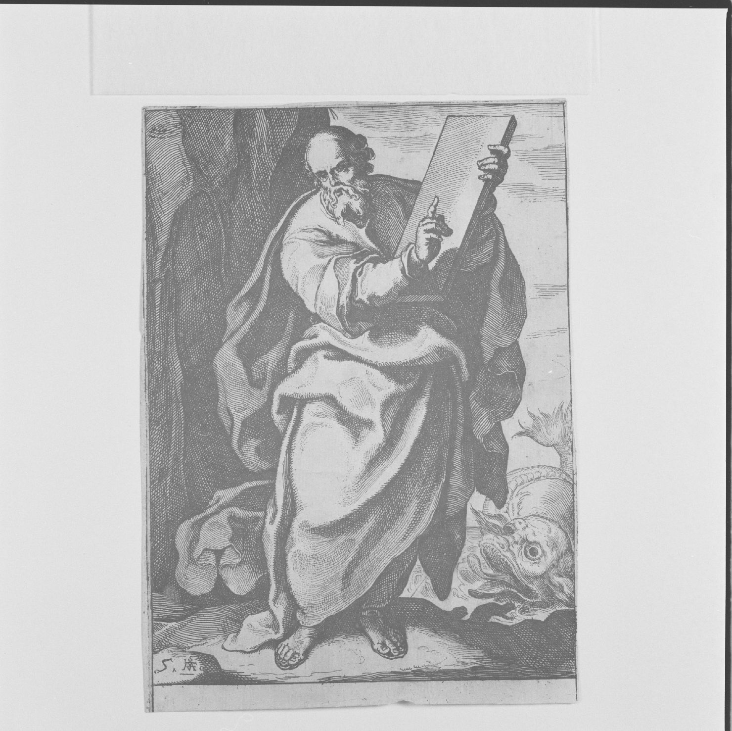 Giona (stampa, elemento d'insieme) di Schiaminossi Raffaello (sec. XVII)