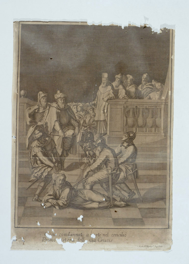 stazione I: Gesù condannato a morte (stampa, serie) di Wolfgang Andreas Matthäus (secc. XVII/ XVIII)