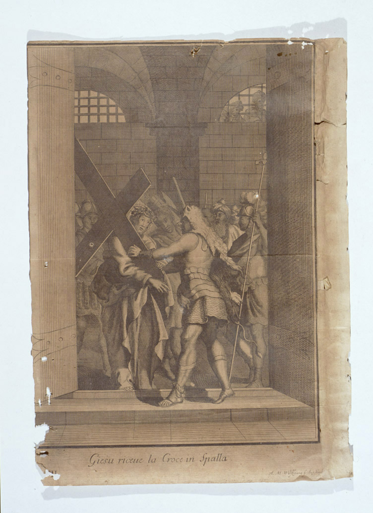 stazione II: Gesù caricato della croce (stampa, serie) di Wolfgang Andreas Matthäus (secc. XVII/ XVIII)