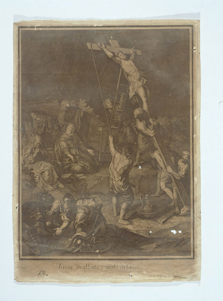 stazione XII: Gesù innalzato e morto in croce (stampa, serie) di Wolfgang Andreas Matthäus (secc. XVII/ XVIII)