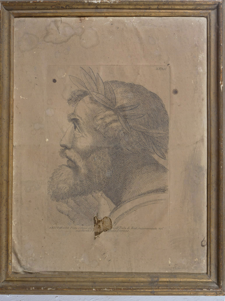 testa di Aristofane (stampa, serie) di Fidanza Paolo, Sanzio Raffaello (sec. XVIII)