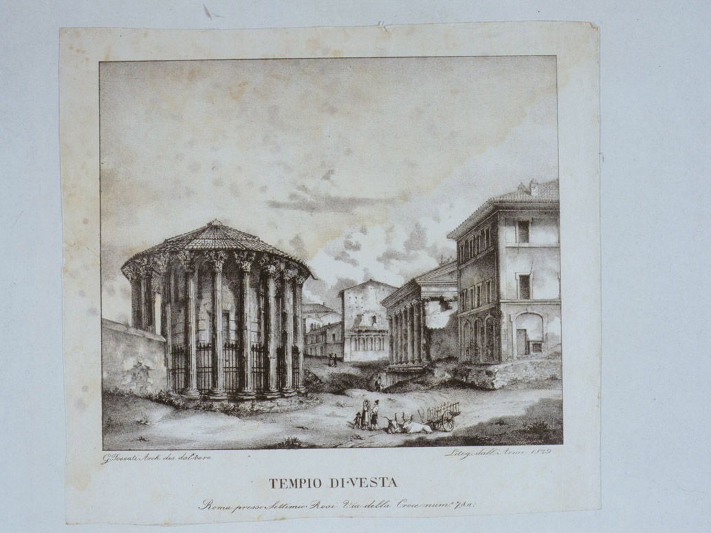Veduta del tempio di Vesta (stampa, serie) di Fossati Gaspare, Rosi Settimio (sec. XIX)