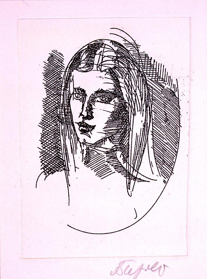 figura femminile (stampa) di Pupilli Domenico (ultimo quarto sec. XX)