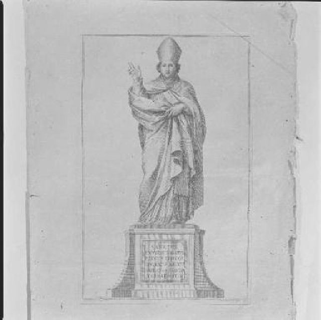 statua di Sant'Emidio (stampa) di Bombelli Pietro Leone, Cappelli Agostino (sec. XVIII)