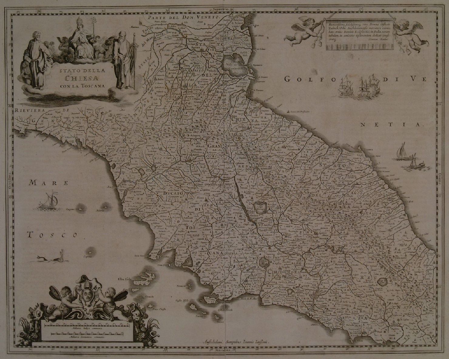 carta geografica dello Stato Pontificio e della Toscana (stampa) di Jansson Jan, Hondius Henricus (sec. XVII)
