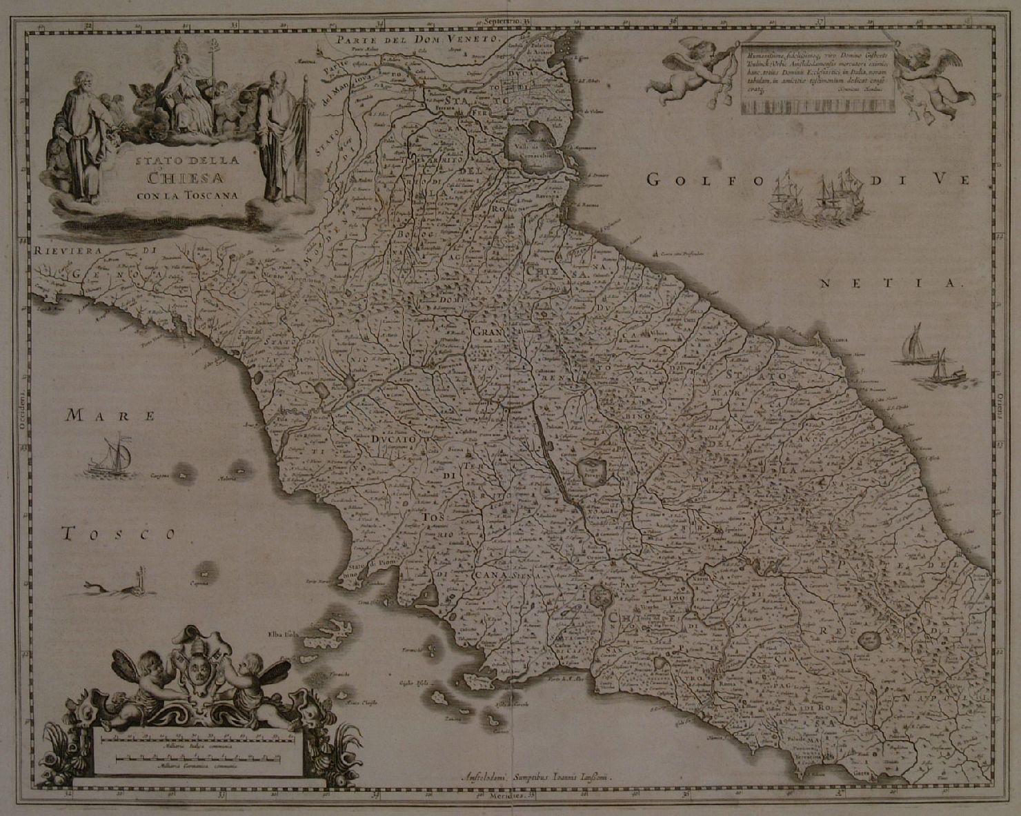 carta geografica dello Stato Pontificio e della Toscana (stampa) di Jansson Jan, Hondius Henricus (sec. XVII)